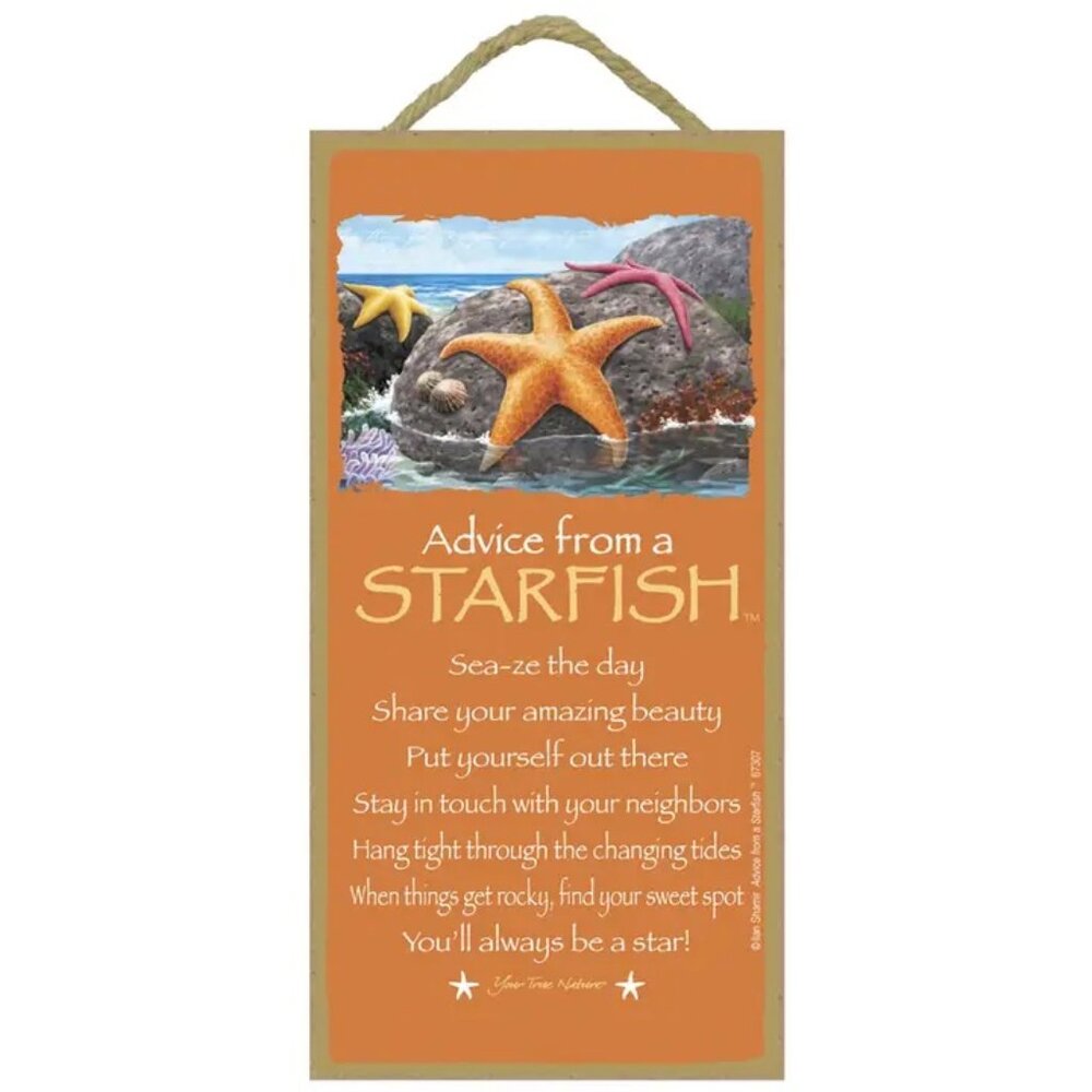 Advice From A Starfish 5" x 10" Wood Plaque Sign Collectible Gift
